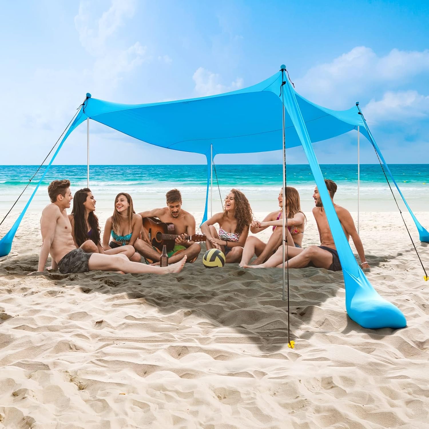 Sun Protection Large Beach Canopy with Metal Poles - Pexav