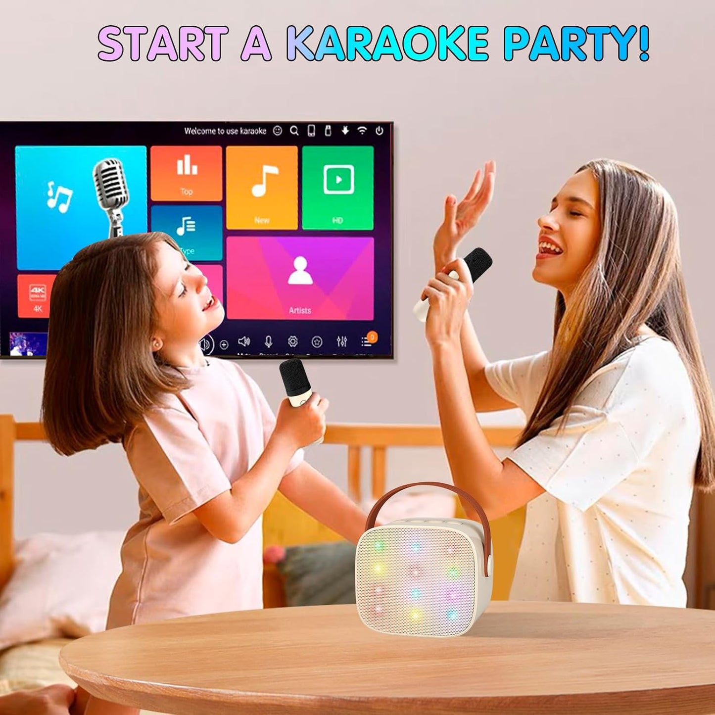 Compact Bluetooth Karaoke System with Microphones