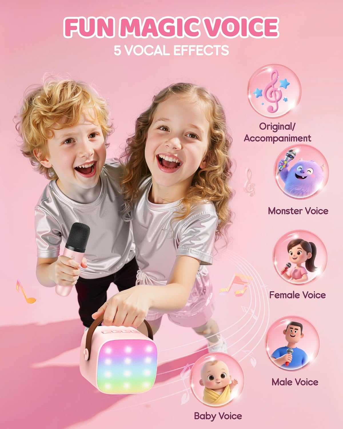 Compact Bluetooth Karaoke System with Microphones
