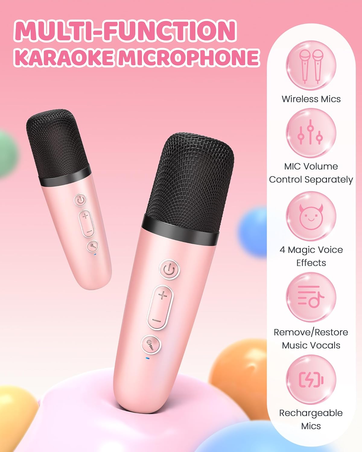 Compact Bluetooth Karaoke System with Microphones