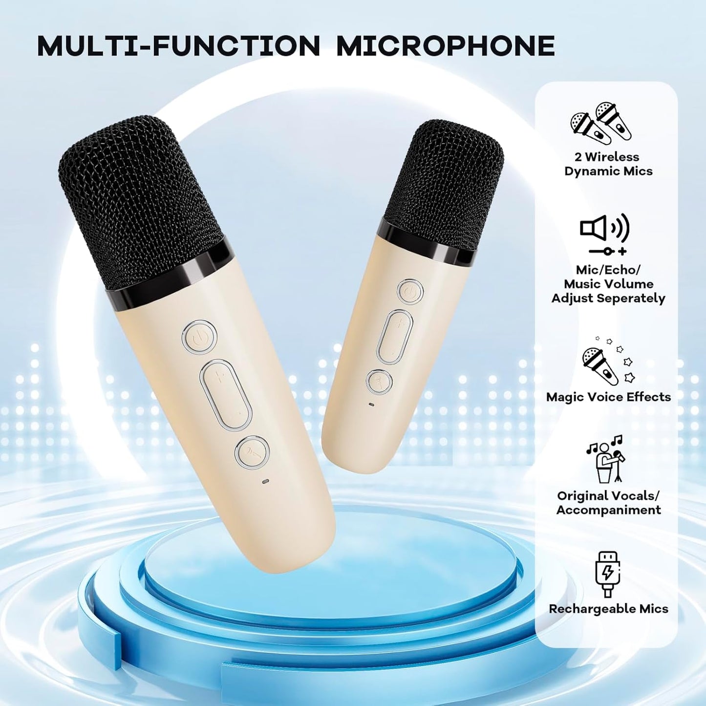 Compact Bluetooth Karaoke System with Microphones