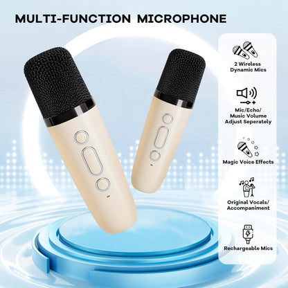 Compact Bluetooth Karaoke System with Microphones