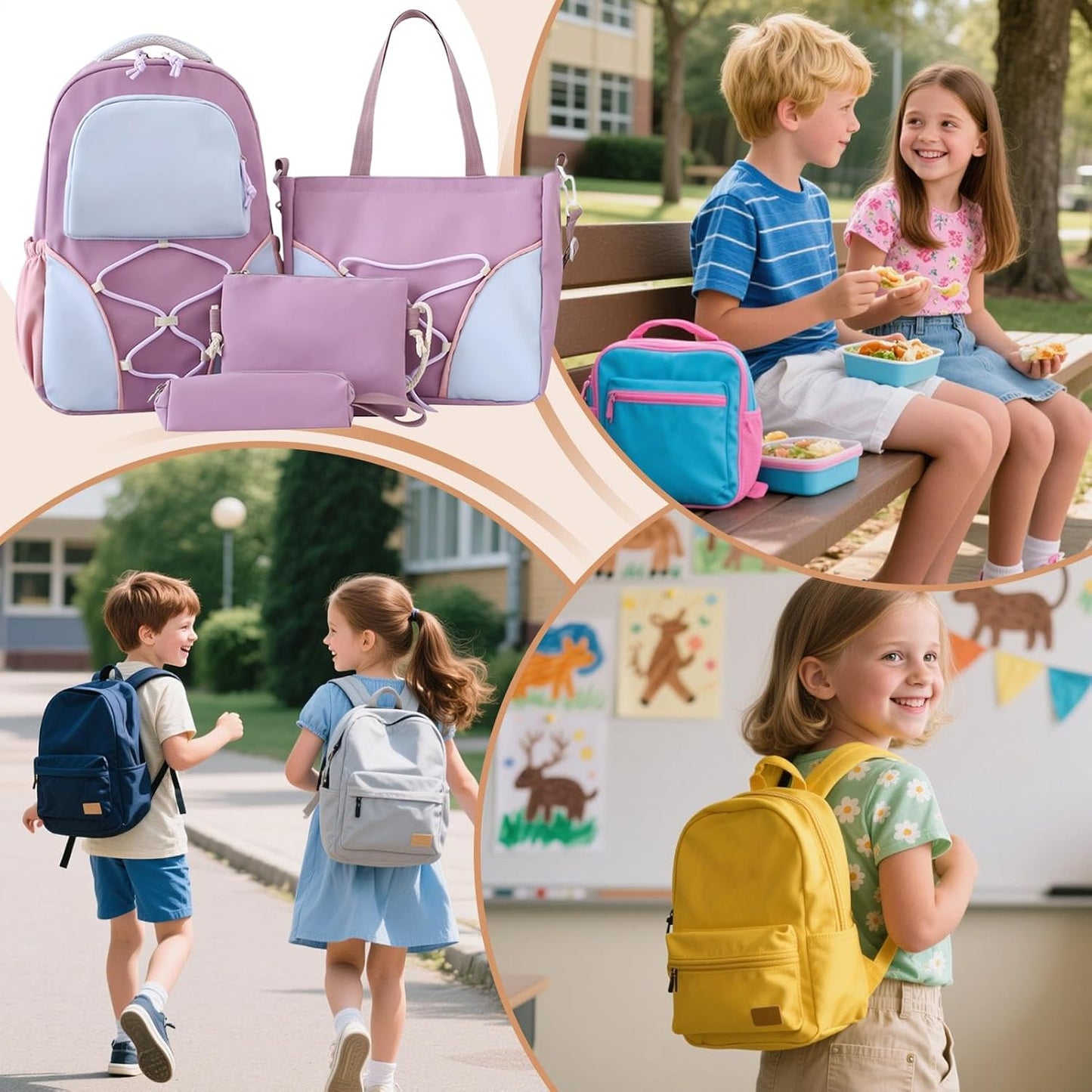Big Kids Backpack Set with Pencil Case & Lunch Bag