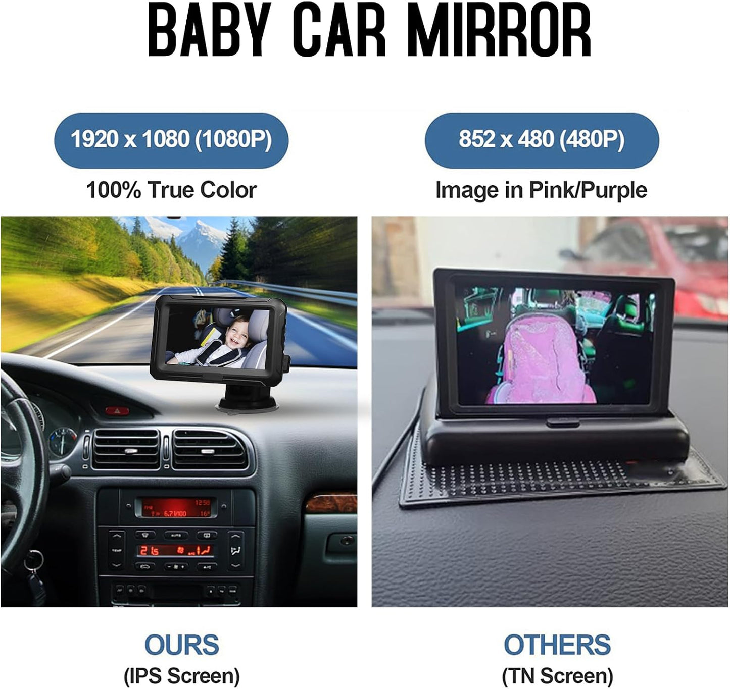 Baby Car Rearview Mirror with HD Camera & 4.3'' Display