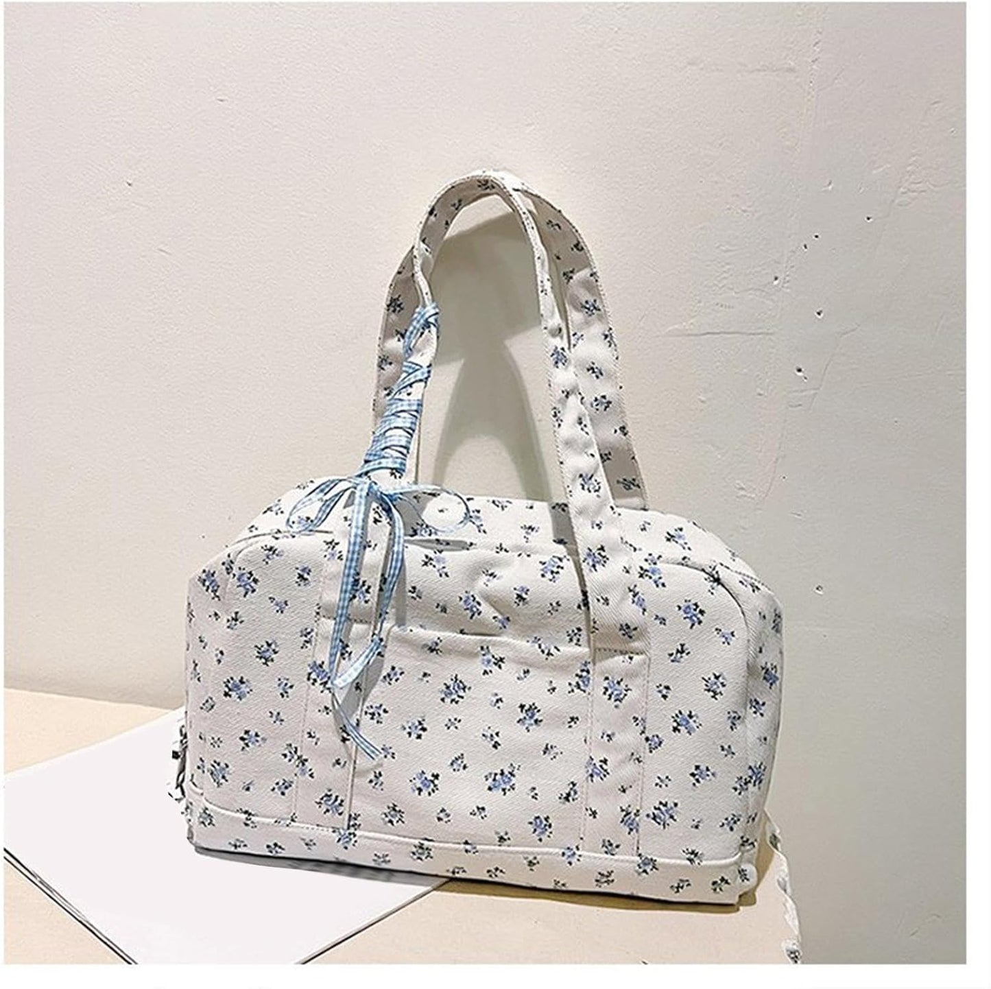 Big Cotton Travel Bag with Ribbon Detail