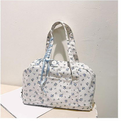 Big Cotton Travel Bag with Ribbon Detail