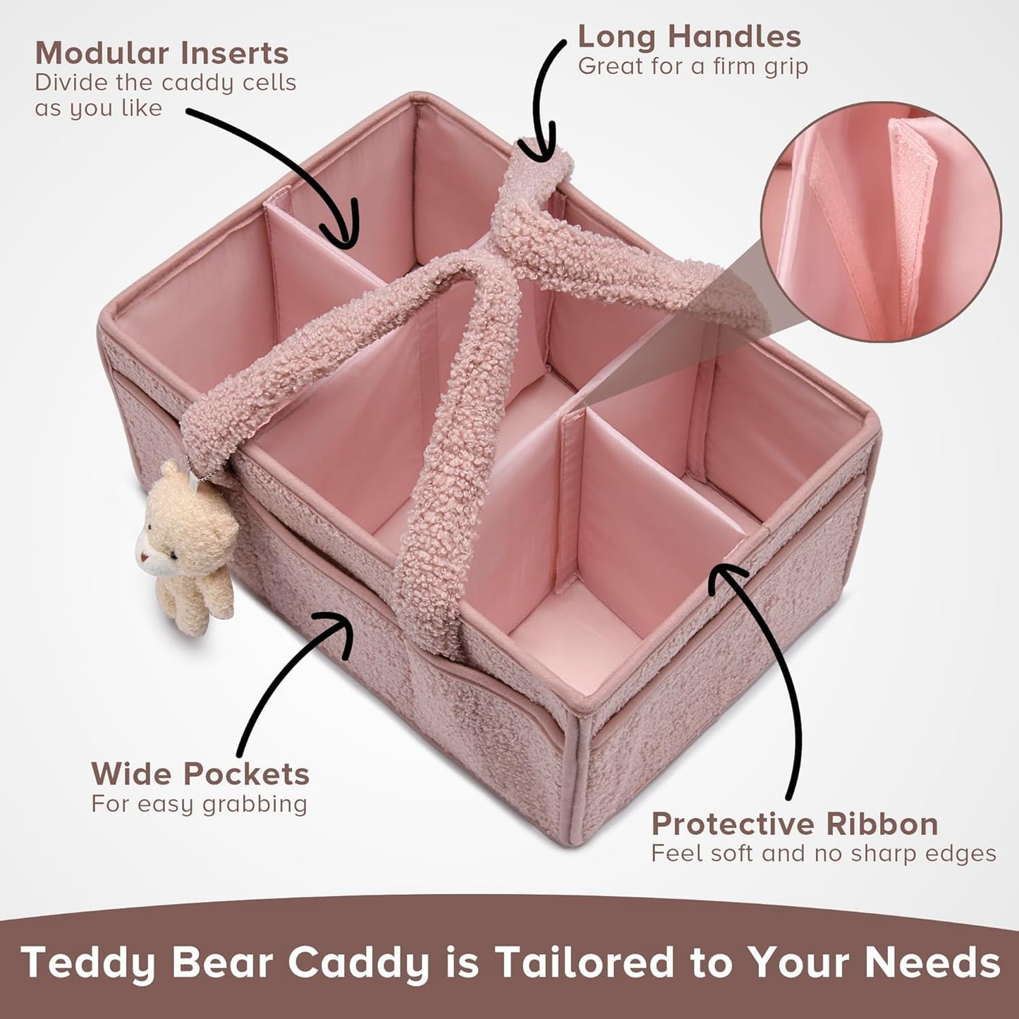 Soft Baby Diaper Caddy Storage Basket with Pockets