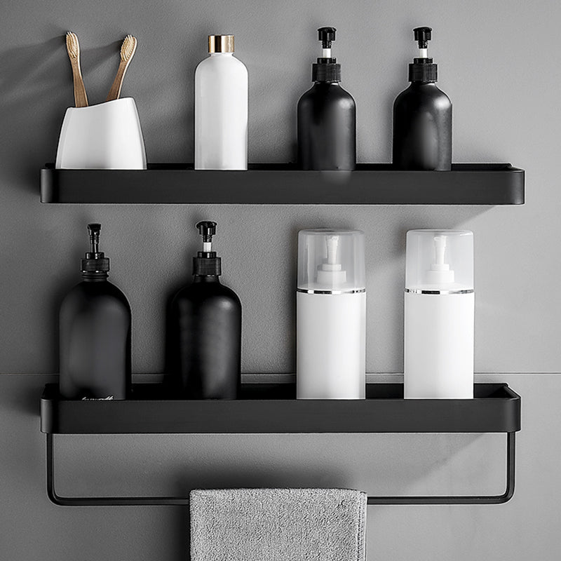 Sleek Black Metal Bath Shelf