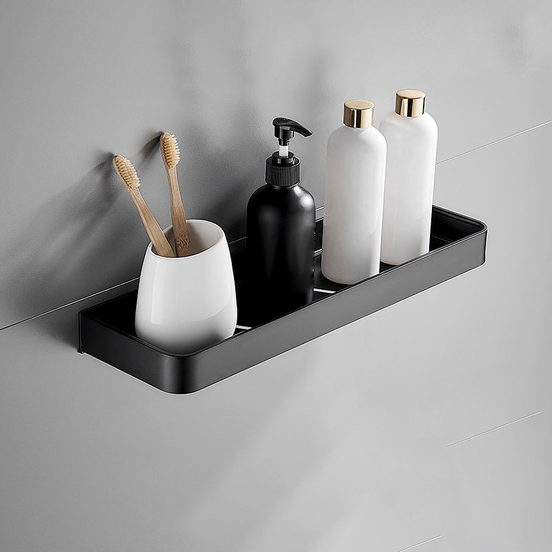 Sleek Black Metal Bath Shelf