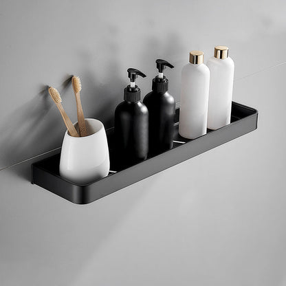 Sleek Black Metal Bath Shelf