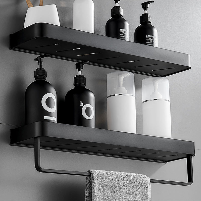 Sleek Black Metal Bath Shelf