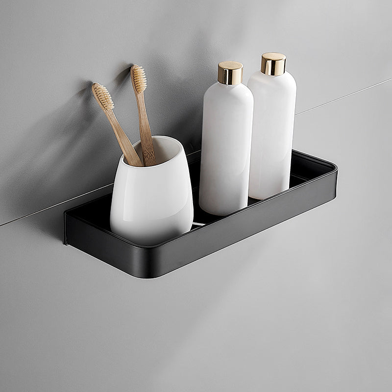 Sleek Black Metal Bath Shelf - Pexav