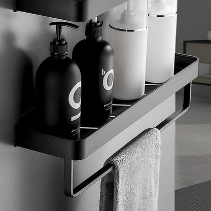 Sleek Black Metal Bath Shelf