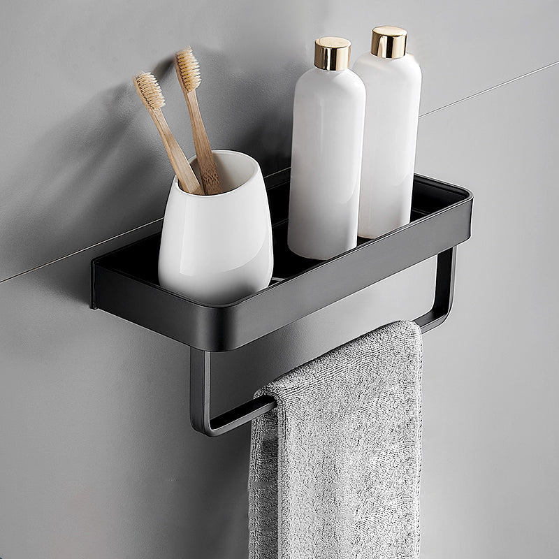 Sleek Black Metal Bath Shelf