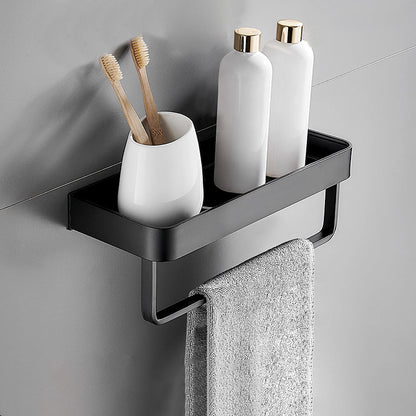 Sleek Black Metal Bath Shelf