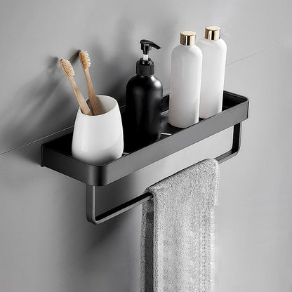 Sleek Black Metal Bath Shelf