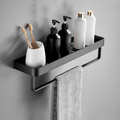 Sleek Black Metal Bath Shelf
