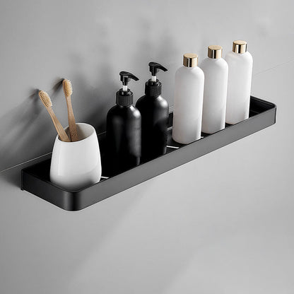Sleek Black Metal Bath Shelf