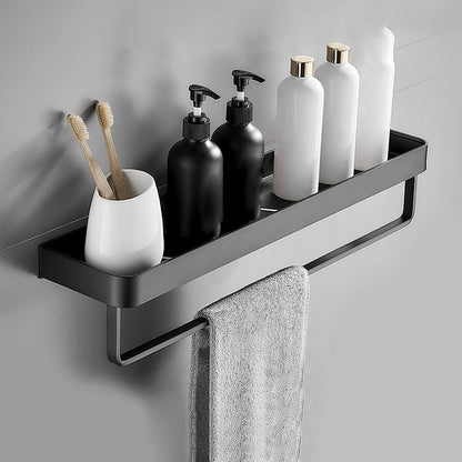 Sleek Black Metal Bath Shelf