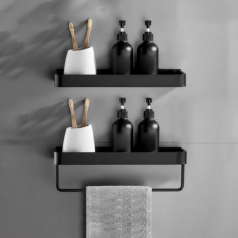 Sleek Black Metal Bath Shelf