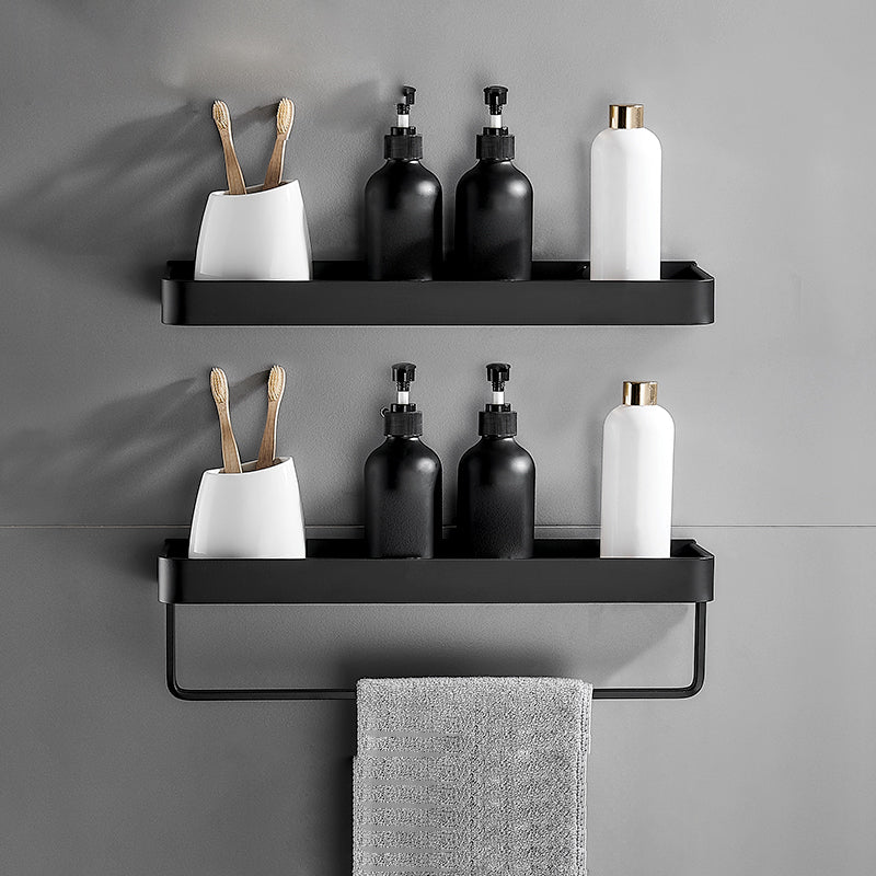 Sleek Black Metal Bath Shelf