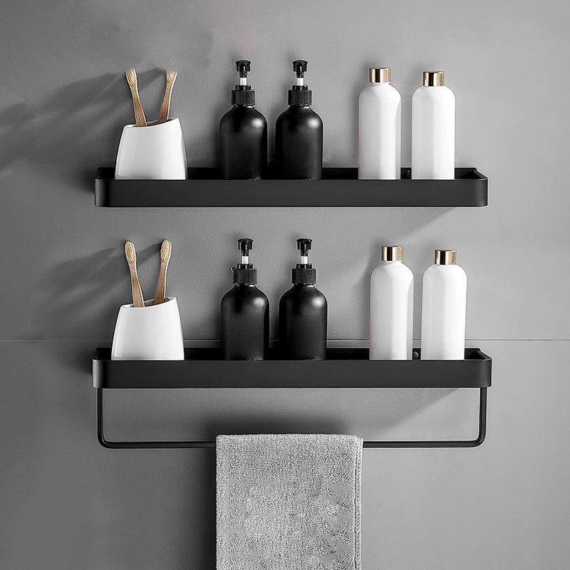 Sleek Black Metal Bath Shelf
