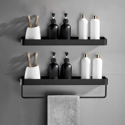 Sleek Black Metal Bath Shelf