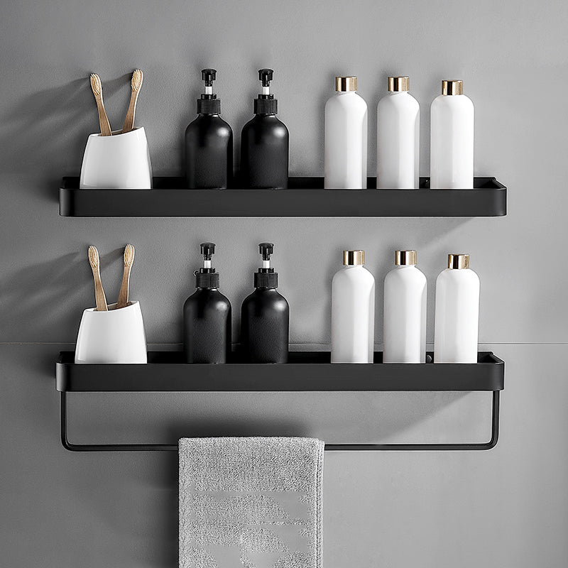 Sleek Black Metal Bath Shelf