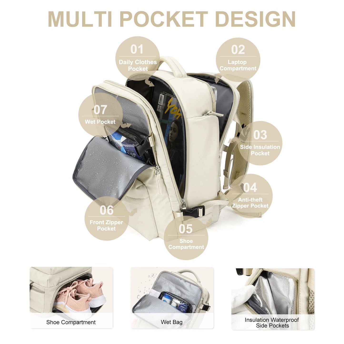 Waterproof Women's Hiking Laptop Backpack 35L