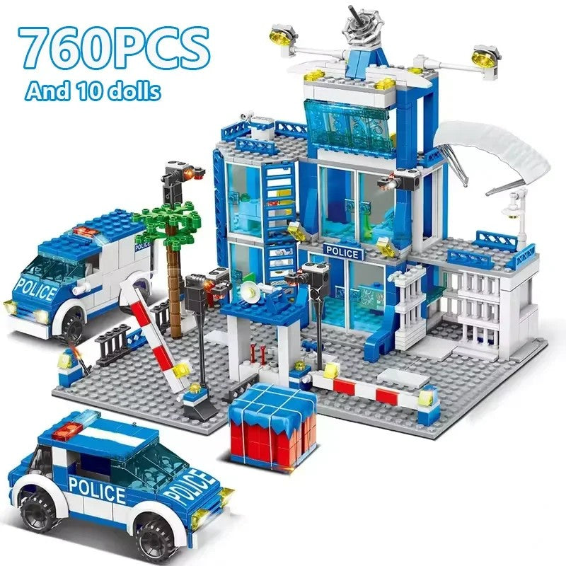 760 PCS Police Station Building Blocks Set with Durable ABS Plastic, Educational & Creative Toy for Kids, Safe for Ages 6+