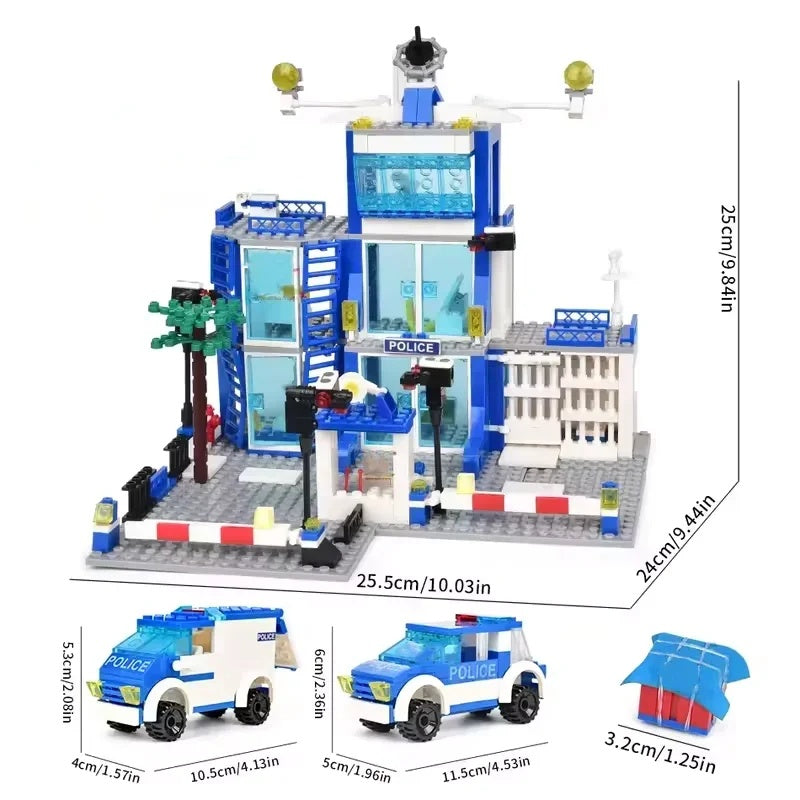 760 PCS Police Station Building Blocks Set with Durable ABS Plastic, Educational & Creative Toy for Kids, Safe for Ages 6+