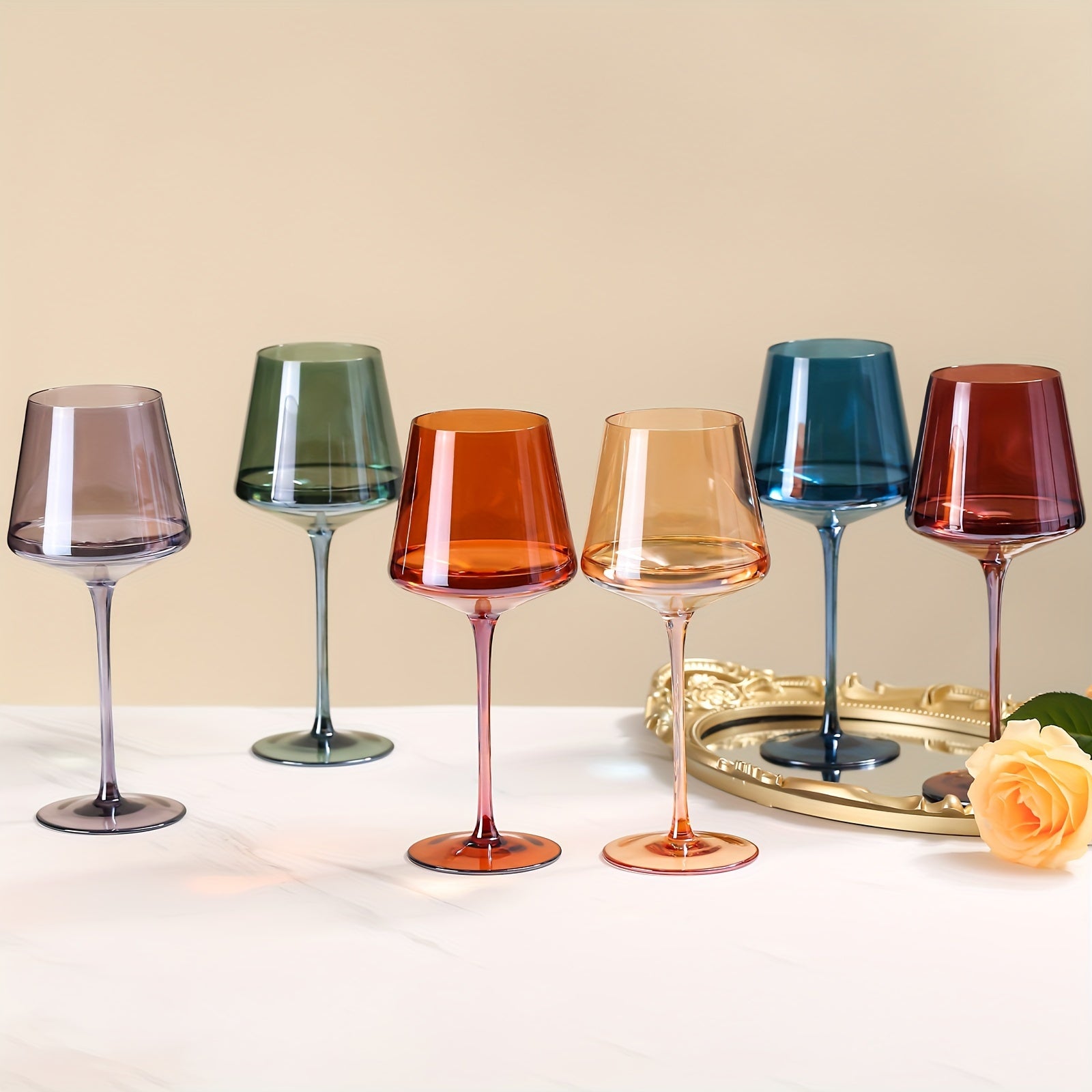 Colorful Crystal Wine Glass Set of 6 - Pexav