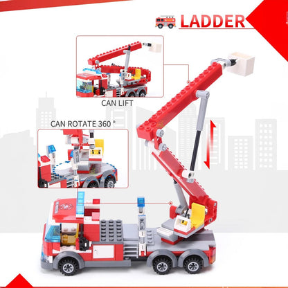 774 Pcs City Fire Station Building Set Including Fire Station, Fire Truck, Fire Helicopter, Fire Fighter, City Building, Safe for Ages 6+