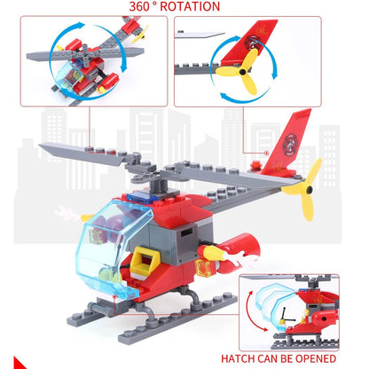 774 Pcs City Fire Station Building Set Including Fire Station, Fire Truck, Fire Helicopter, Fire Fighter, City Building, Safe for Ages 6+