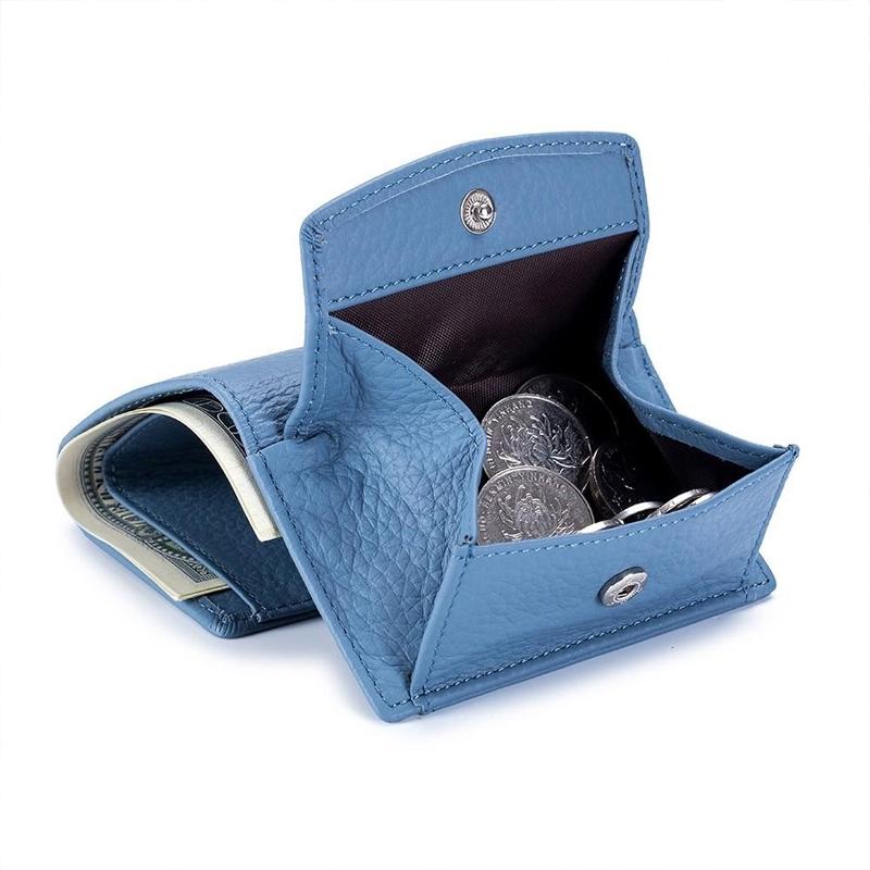 Small Genuine Leather Card Wallet with Coin Pocket