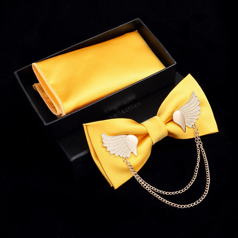 Men's Silver Bow Tie Accessory Set