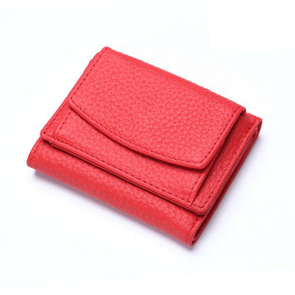 Small Genuine Leather Card Wallet with Coin Pocket