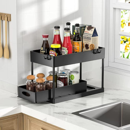 Space Saving 2 Level Slide Out Shelf Storage Rack