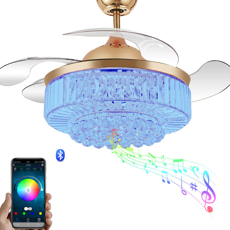 Bright Crystal LED Ceiling Fan Light Speaker