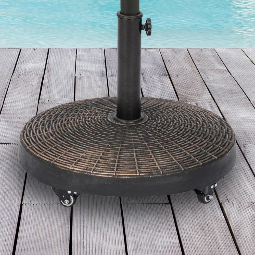Sturdy Garden Umbrella Stand with Rolling Wheels - Pexav