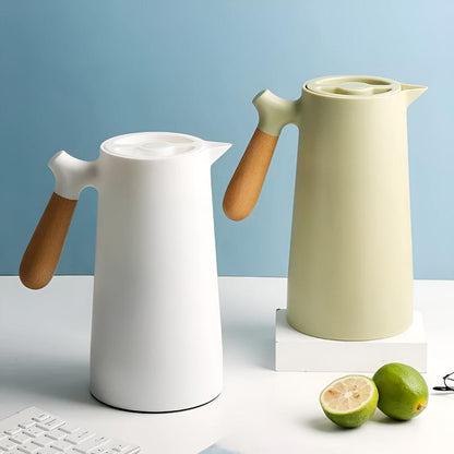 Thermal Coffee Carafe - Stainless Steel Wood Grip