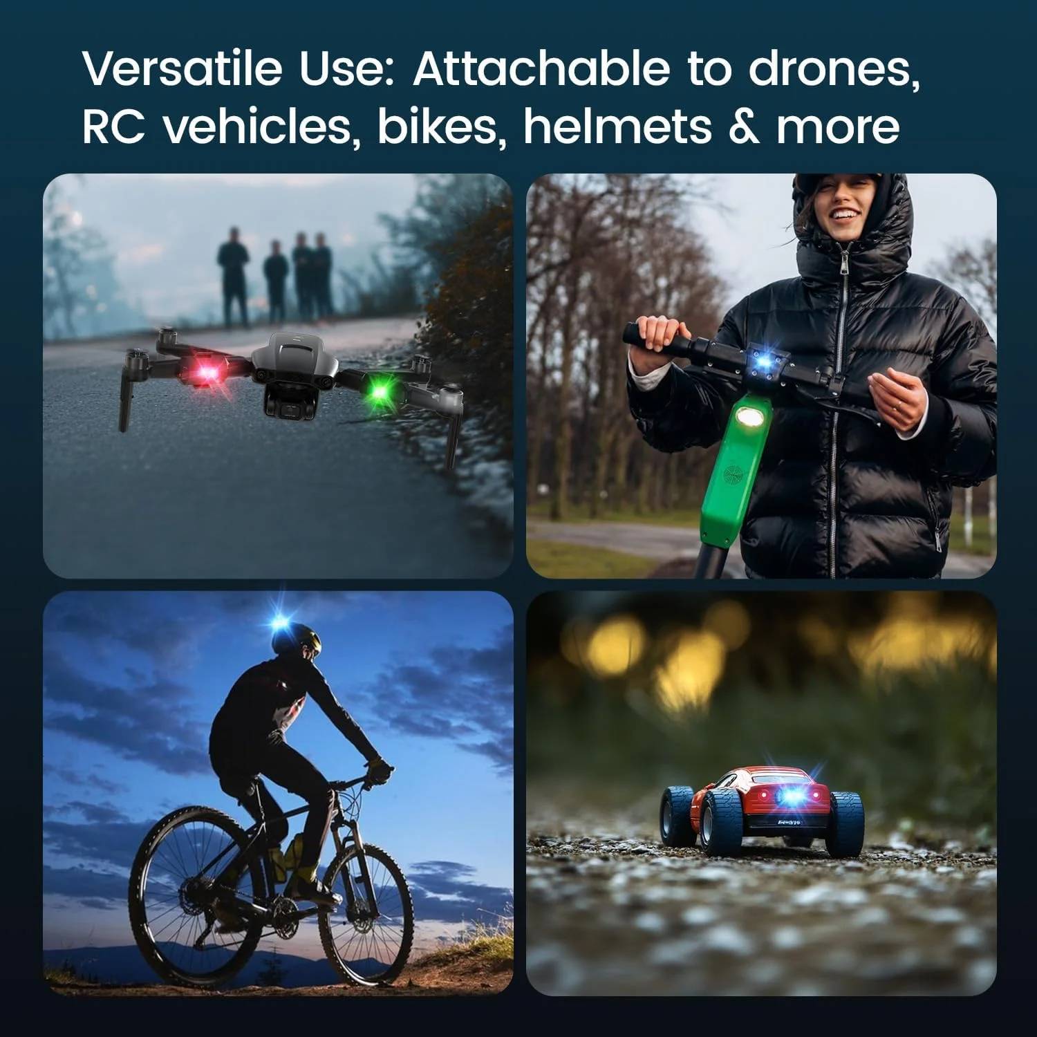 7 Colors LED Motorcycle Strobe Lights - Anti-Collision Lights and USB Charging, Night Signal Emergency Warning
