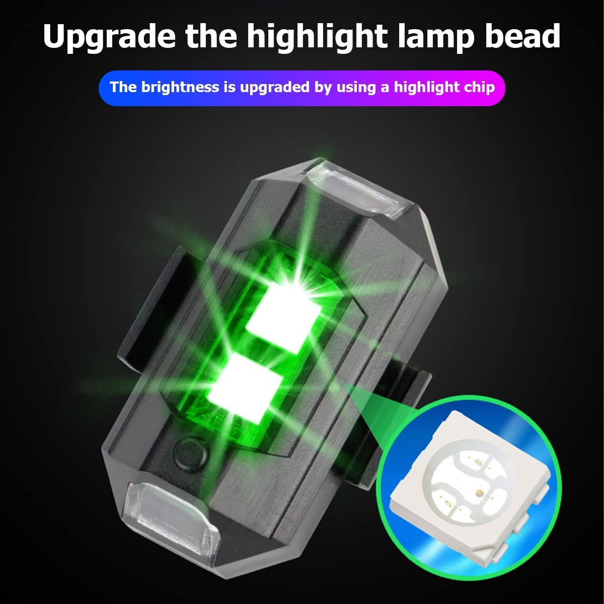 7 Colors LED Motorcycle Strobe Lights - Anti-Collision Lights and USB Charging, Night Signal Emergency Warning