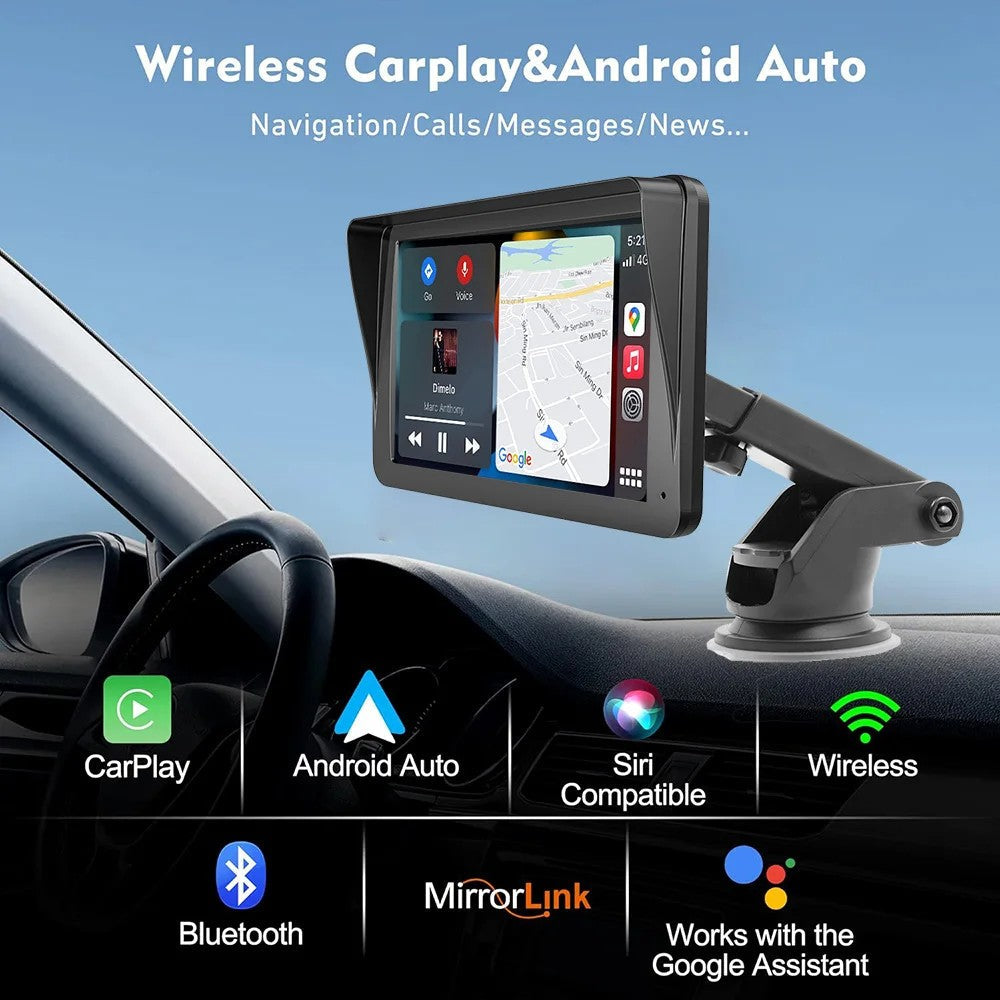 7" Touchscreen Car Display – Bluetooth Hands-Free Multimedia Player with Free Rear View Camera