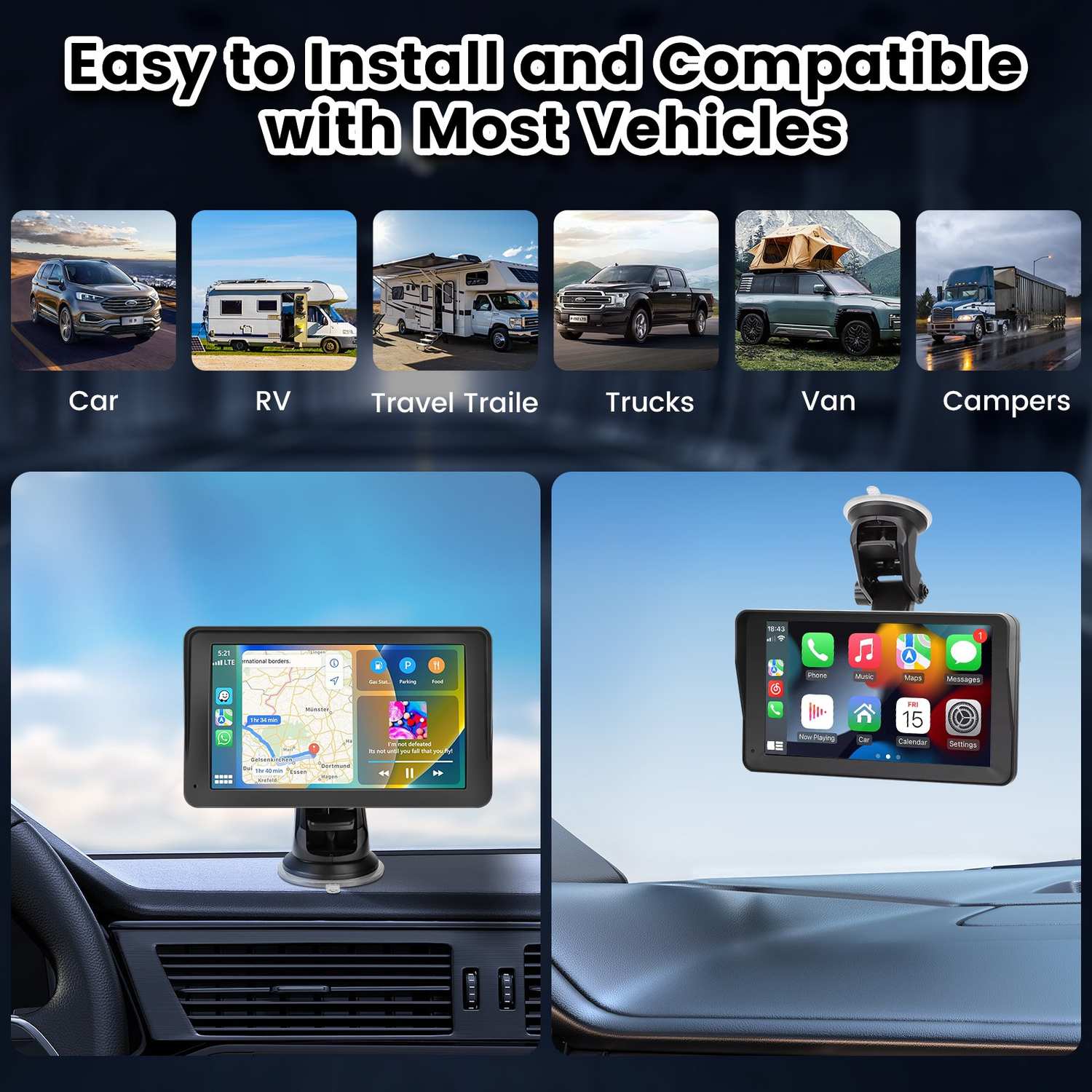 7" Touchscreen Car Display – Bluetooth Hands-Free Multimedia Player with Free Rear View Camera