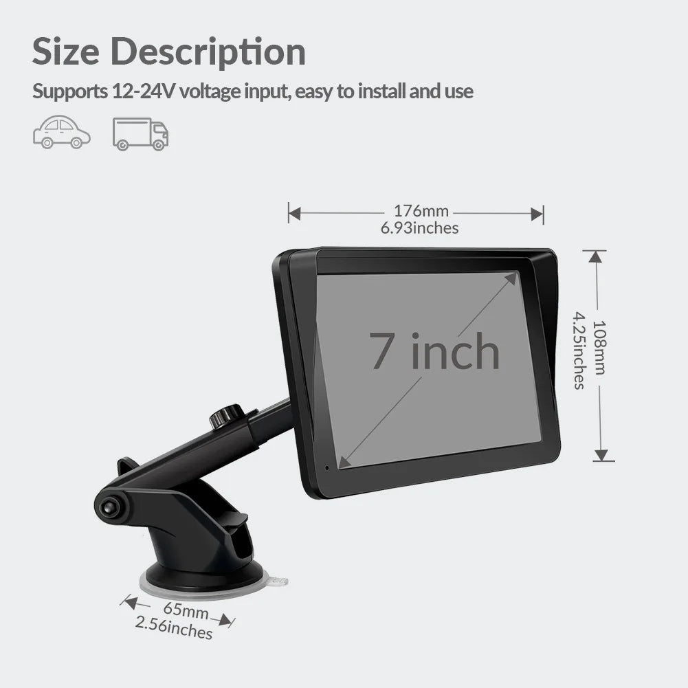 7" Touchscreen Car Display – Bluetooth Hands-Free Multimedia Player with Free Rear View Camera