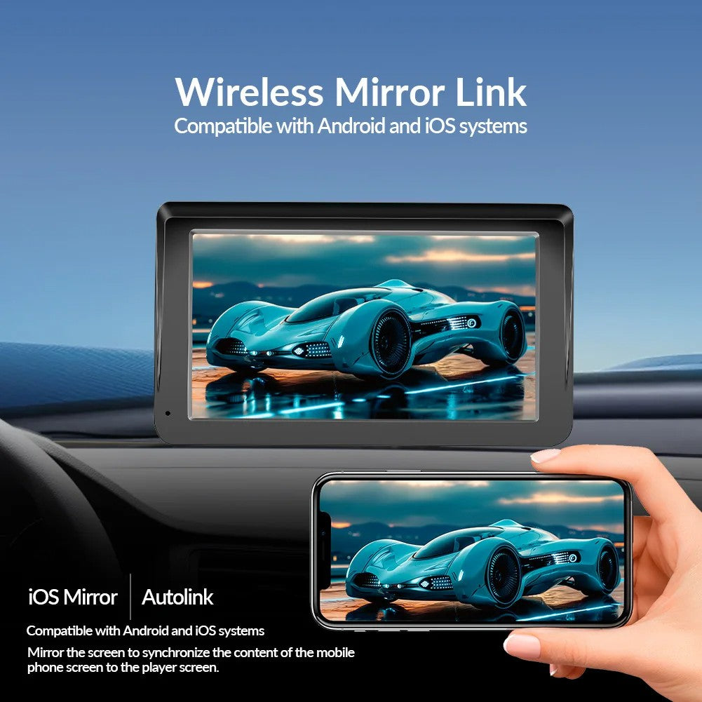 7" Touchscreen Car Display – Bluetooth Hands-Free Multimedia Player with Free Rear View Camera