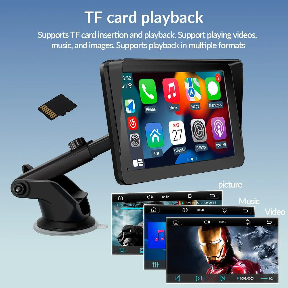 7" Touchscreen Car Display – Bluetooth Hands-Free Multimedia Player with Free Rear View Camera