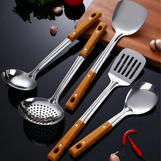 Premium Kitchen Utensil Set with Wooden Handle - Pexav