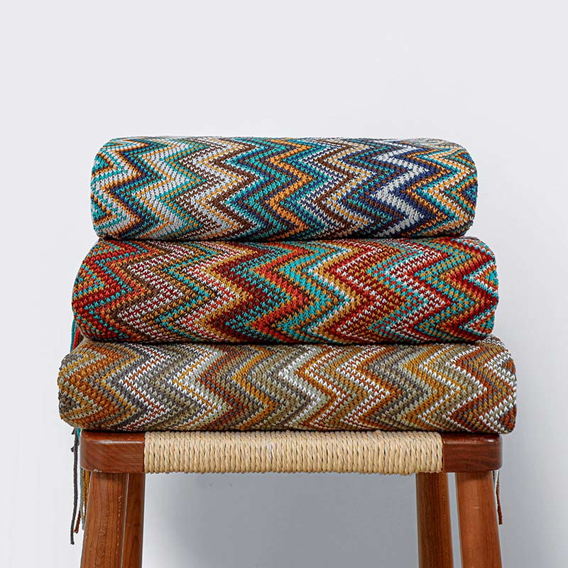 Vibrant Plaid Fringe Throw Blanket